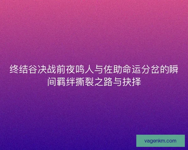 终结谷决战前夜鸣人与佐助命运分岔的瞬间羁绊撕裂之路与抉择